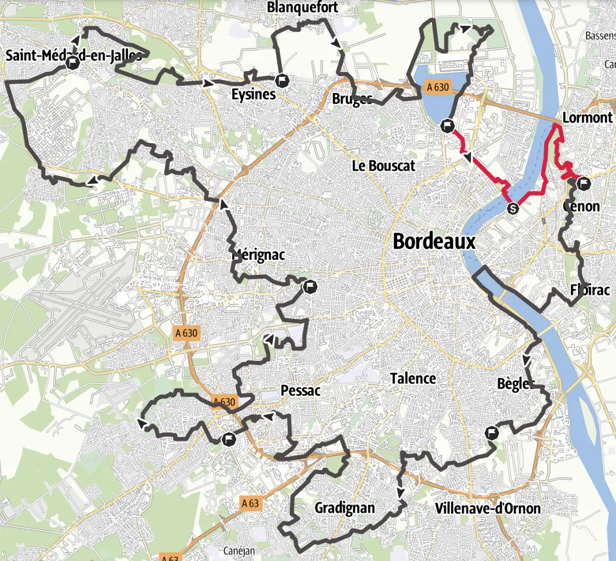 Carte tour de Bordeaux jour 2
